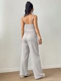 Solid Color Sling Top Wide Leg Pants Suit GQNF-Y00307QC