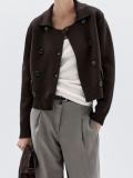 Double-breasted Lapel Collar Knit Cardigan Coats GQNF-Y00269CM