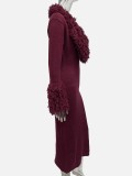 Tassel V Neck Long Sleeve Knits Maxi Dress GQNF-Y00467DM