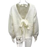 Reversible Bow-Tie Tie Cardigan Sweater Jacket GQNF-Y00281CM