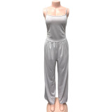 Solid Color Sling Top Wide Leg Pants Suit GQNF-Y00307QC