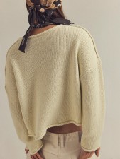 Solid Color Knits Pullover Sweater GQNF-Y00274TM