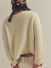 Solid Color Knits Pullover Sweater GQNF-Y00274TM