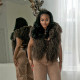 Fur Hooded Backless Tie Up Tops GDSF-D25TP517
