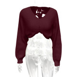 Long Sleeve V Neck Knits Sweater GQNF-Y00255CM