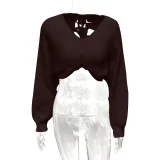 Long Sleeve V Neck Knits Sweater GQNF-Y00255CM