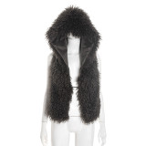 Fur Hooded Backless Tie Up Tops GDSF-D25TP517