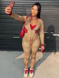 Leopard Print Contrast Color Two Piece Pant Set GQNF-Y00266SC