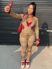 Leopard Print Contrast Color Two Piece Pant Set GQNF-Y00266SC