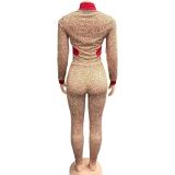 Leopard Print Contrast Color Two Piece Pant Set GQNF-Y00266SC