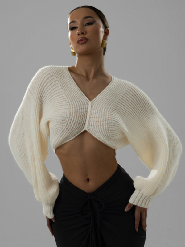 Long Sleeve V Neck Knits Sweater GQNF-Y00255CM