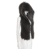 Fur Hooded Backless Tie Up Tops GDSF-D25TP517