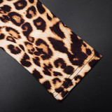 Leopard Print Color Block Two Piece Shorts Set MXBF-Q25ST425