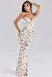 Sexy Print Sling Lace Patchwork Maxi Dress GQNF-Y00204DC