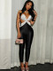 Cross Wrap Chest Backless Contrast Color Jumpsuit GQNF-Y00236QC