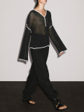 Long Sleeve Knits Loose Hollow Out Tops GQNF-Y00243CM