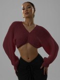 Long Sleeve V Neck Knits Sweater GQNF-Y00255CM