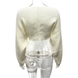 Long Sleeve V Neck Knits Sweater GQNF-Y00255CM