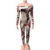 Print One Shoulder Tight Jumpsuit GQNF-Y00241QC