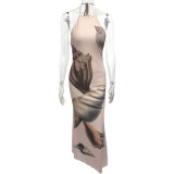 Shell-Printed Sleeveless Maxi Dress GQNF-Y00116DC