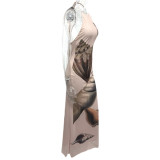 Shell-Printed Sleeveless Maxi Dress GQNF-Y00116DC