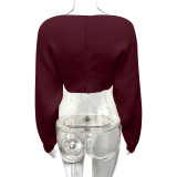 Long Sleeve V Neck Knits Sweater GQNF-Y00255CM