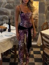 Leopard Print SlingTight Faux Two-piece Jumpsuit GQNF-Y00237QC