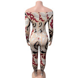 Print One Shoulder Tight Jumpsuit GQNF-Y00241QC