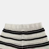 Stripe Short Sleeve Lapel Two Piece Shorts Set GQNF-F00046S