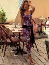 Leopard Print SlingTight Faux Two-piece Jumpsuit GQNF-Y00237QC