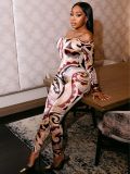 Print One Shoulder Tight Jumpsuit GQNF-Y00241QC