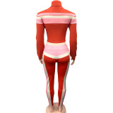 Contrast Color Zipper Sport Two Piece Pants Set GQNF-Y00244SC