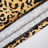 Leopard Print Wrap Chest Tops Two Piece Pants Set GDSF-D25ST538
