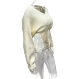 Long Sleeve V Neck Knits Sweater GQNF-Y00255CM