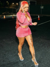 Solid Color Hooded Long Sleeve Skirt 2 Piece Set GQNF-Y00253SC