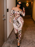 Print One Shoulder Tight Jumpsuit GQNF-Y00241QC