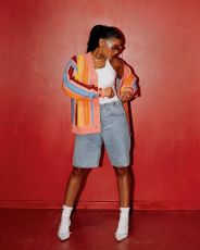 Colorful Stripe Long Sleeve Knits Cardigan GQNF-F00122CM