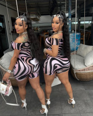 Sexy Print Short Sleeve Slim Romper GQNF-Y00207QC