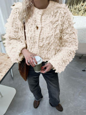 Knits Tassel Long Sleeve Button Coats GQNF-F00121CM