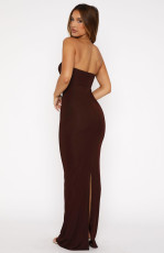 Tube Top Backless Solid Color Maxi Dress GQNF-Y00205DC