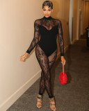 Lace Patchwork Sexy Hollow Out Jumpsuit GQNF-F00231QL