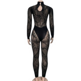Lace Patchwork Sexy Hollow Out Jumpsuit GQNF-F00231QL