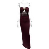Tube Top Backless Solid Color Maxi Dress GQNF-Y00205DC