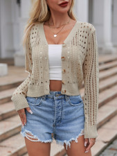 Long Sleeve Knits Hollow Out Short Coat GQNF-Y00218TM