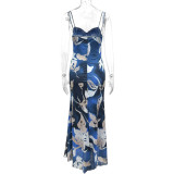 Sexy Print Backless Sling Maxi Dress GQNF-Y00208DC