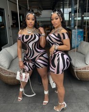 Sexy Print Short Sleeve Slim Romper GQNF-Y00207QC