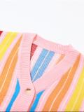 Colorful Stripe Long Sleeve Knits Cardigan GQNF-F00122CM