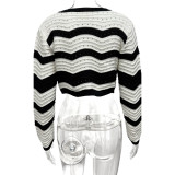 Stripe Color Block Knits Cardigan GQNF-Y00212TM