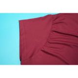 Contrast Color Short Sleeve Maxi Dress YF-10958