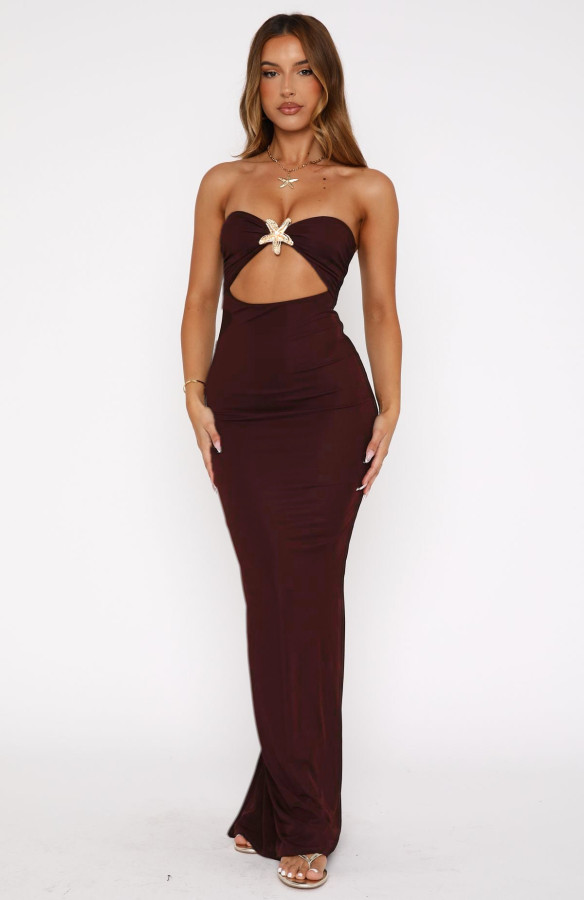 Tube Top Backless Solid Color Maxi Dress GQNF-Y00205DC